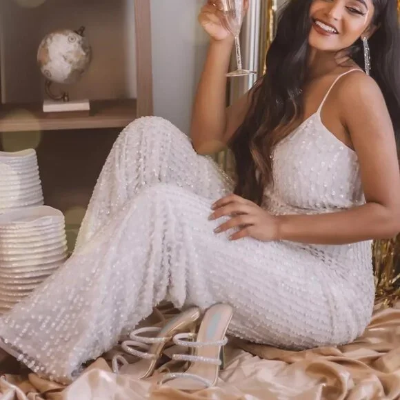 DB STUDIO Spaghetti Strap Sequin Blouson Jumpsuit Woman's Size 2 - Picture 16 of 16